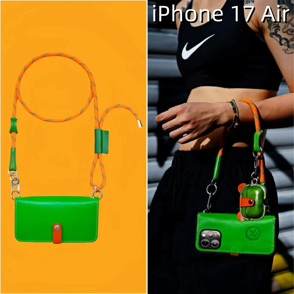 iPhone 17 Air Leather Case | with Strap and Flip Wallet