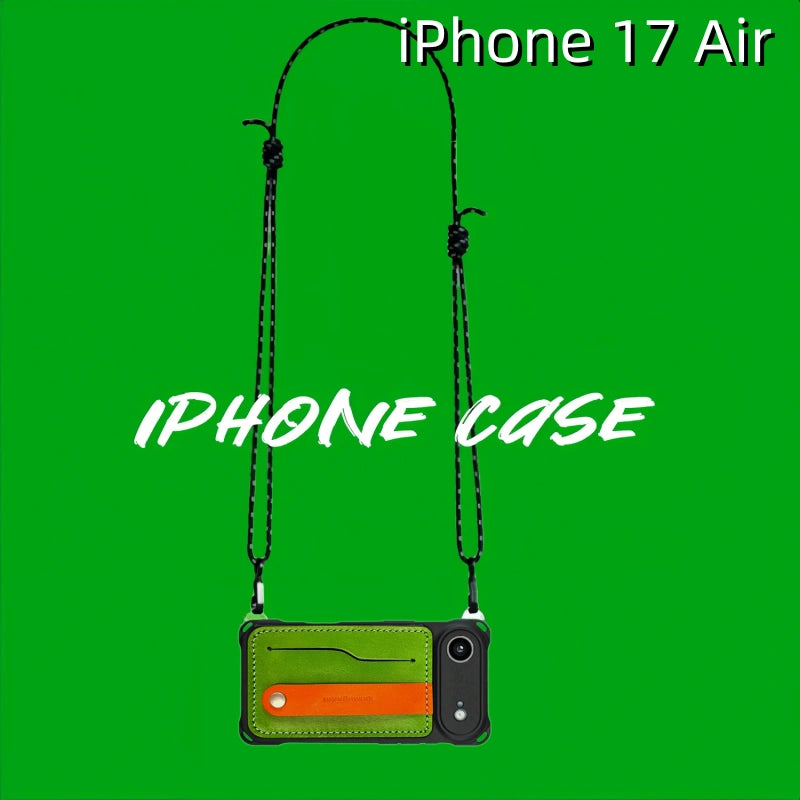 iPhone 17 Air Leather Case | with Removable Strap Crossbody and Card Holder
