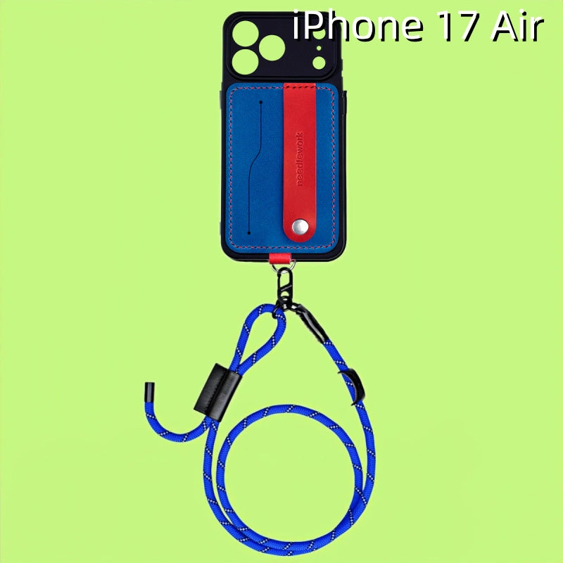 iPhone 17 Air レザーケース | 取り外し可能なストラップとカードホルダー付き