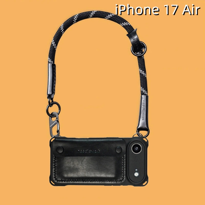 iPhone 17 Air レザーケース | 取り外し可能なストラップとウォレット付き