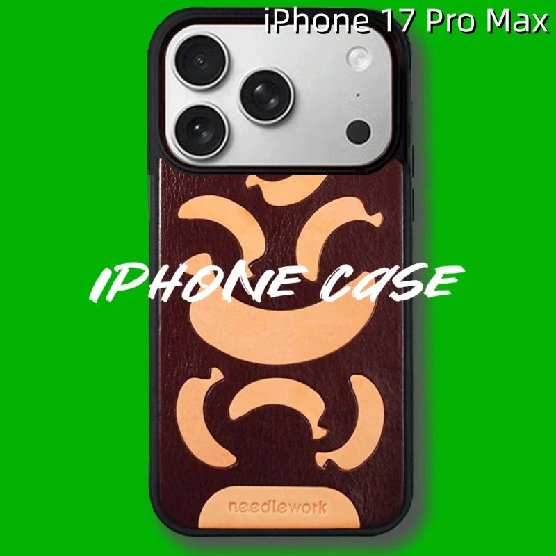 iPhone 17 Pro Max Leather Case | with Hand Made | Banana Design