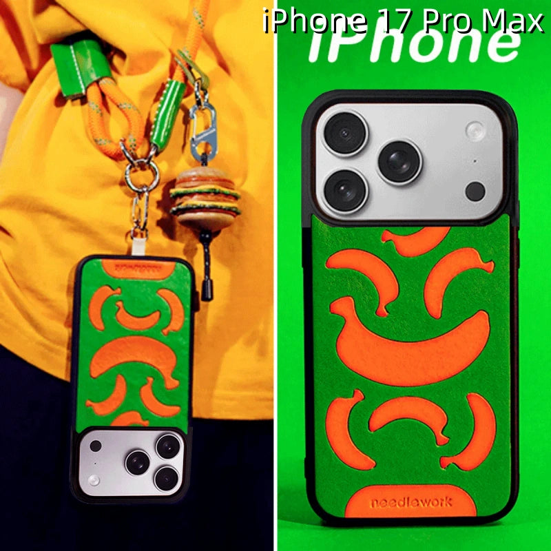 iPhone 17 Pro Max Leather Case | with Hand Made | Banana Design
