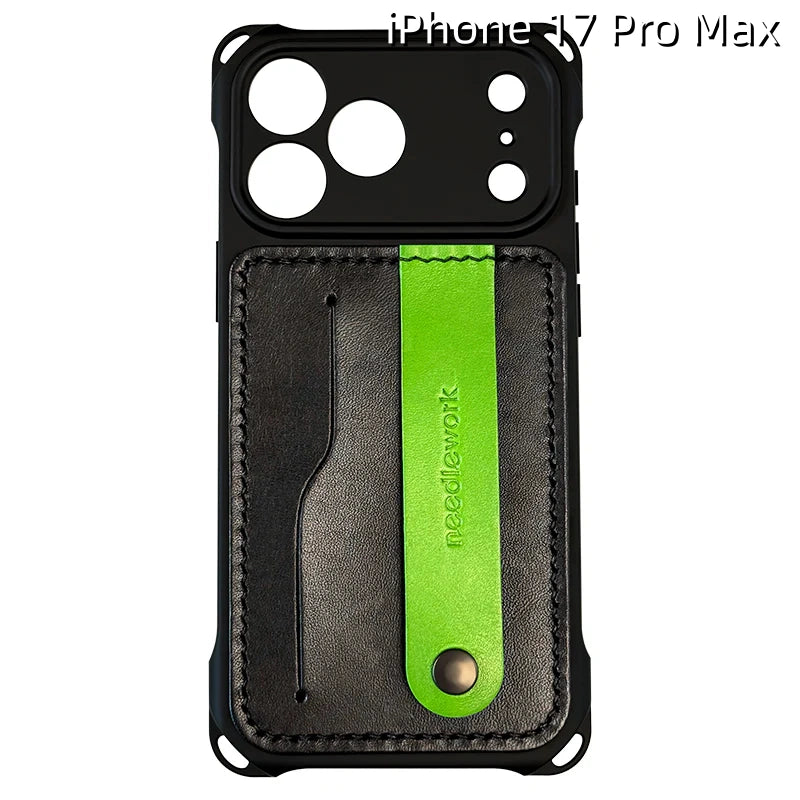 iPhone 17 Pro Max レザーケース | カードホルダーと取り外し可能なストラップ付き