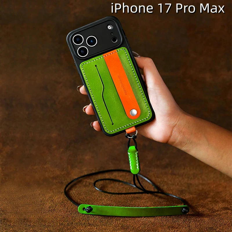 iPhone 17 Pro Max Leather Case | with Removable Strap and Card Holder
