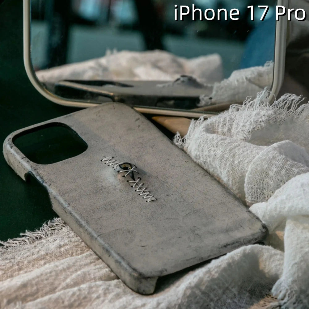 iPhone 17 Pro Leather Case | with 3D Eye Sutures Design