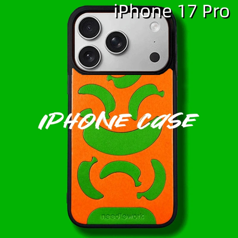 iPhone 17 Pro Leather Case | with Hand Made | Banana Design