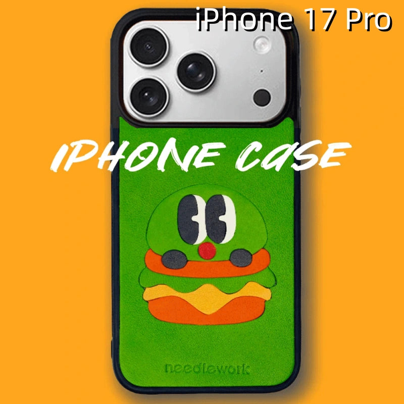iPhone 17 Pro Leather Case | with Hand Made Hamburger Design