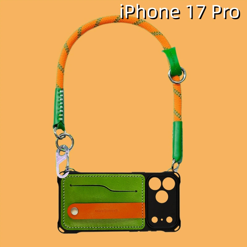 iPhone 17 Pro レザーケース | カードホルダーと取り外し可能なストラップ付き