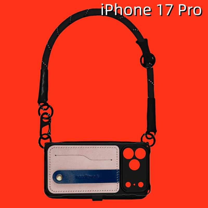 iPhone 17 Pro レザーケース | カードホルダーと取り外し可能なストラップ付き