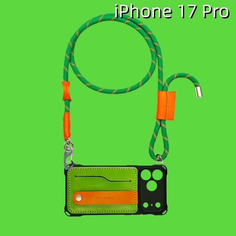 iPhone 17 Pro レザーケース | カードホルダーと取り外し可能なストラップ付き