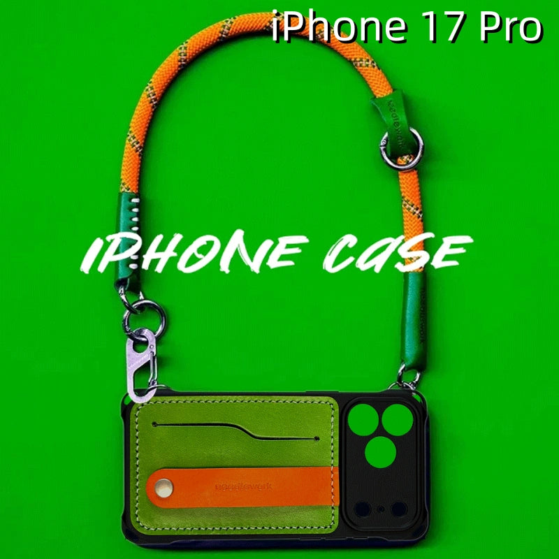 iPhone 17 Pro レザーケース | カードホルダーと取り外し可能なストラップ付き