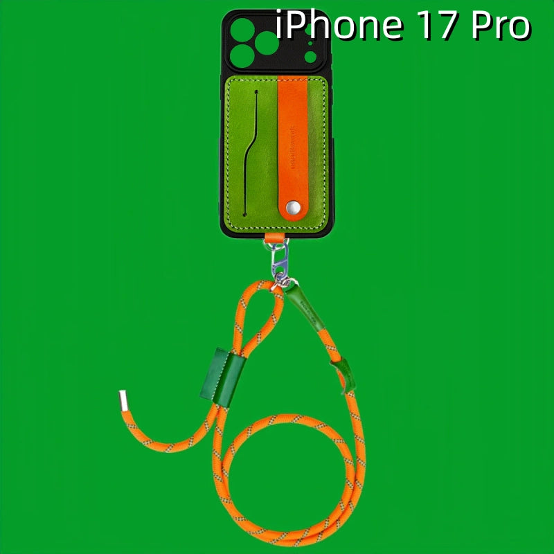 아이폰 17 프로 가죽 케이스 | 탈부착 가능한 스트랩 및 카드 홀더 포함