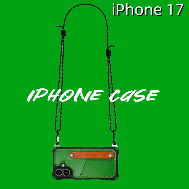 iPhone 17 Leather Case | with Removable Strap Crossbody and Card Holder