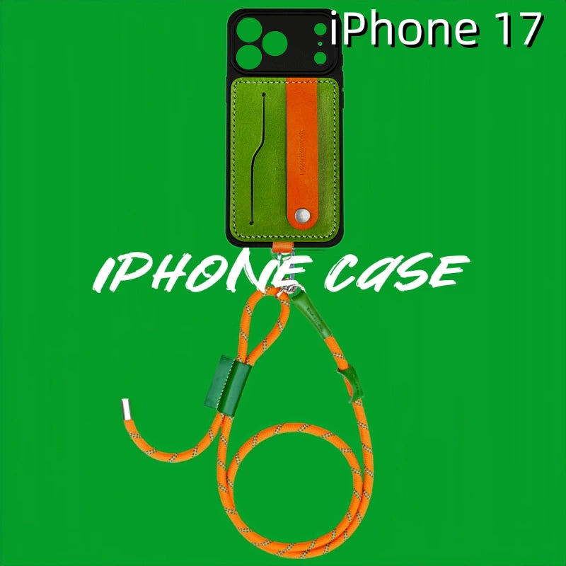 아이폰 17 가죽 케이스 | 탈부착 가능한 스트랩 및 카드 홀더 포함
