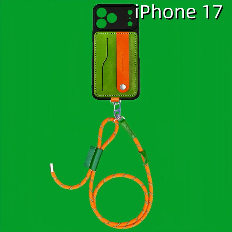 아이폰 17 가죽 케이스 | 탈부착 가능한 스트랩 및 카드 홀더 포함