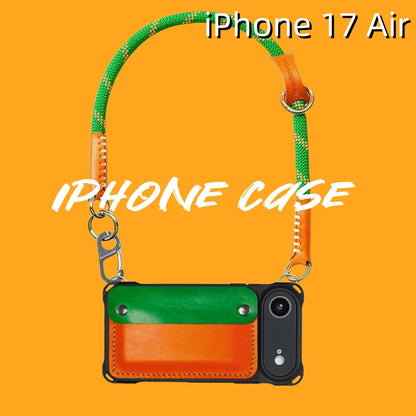 iPhone 17 Air レザーケース | 取り外し可能なストラップとウォレット付き