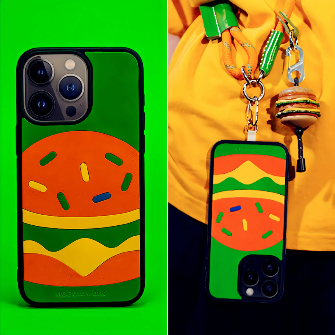 iPhone 16 Pro Case | Hand Made Leather | Hamburger Design
