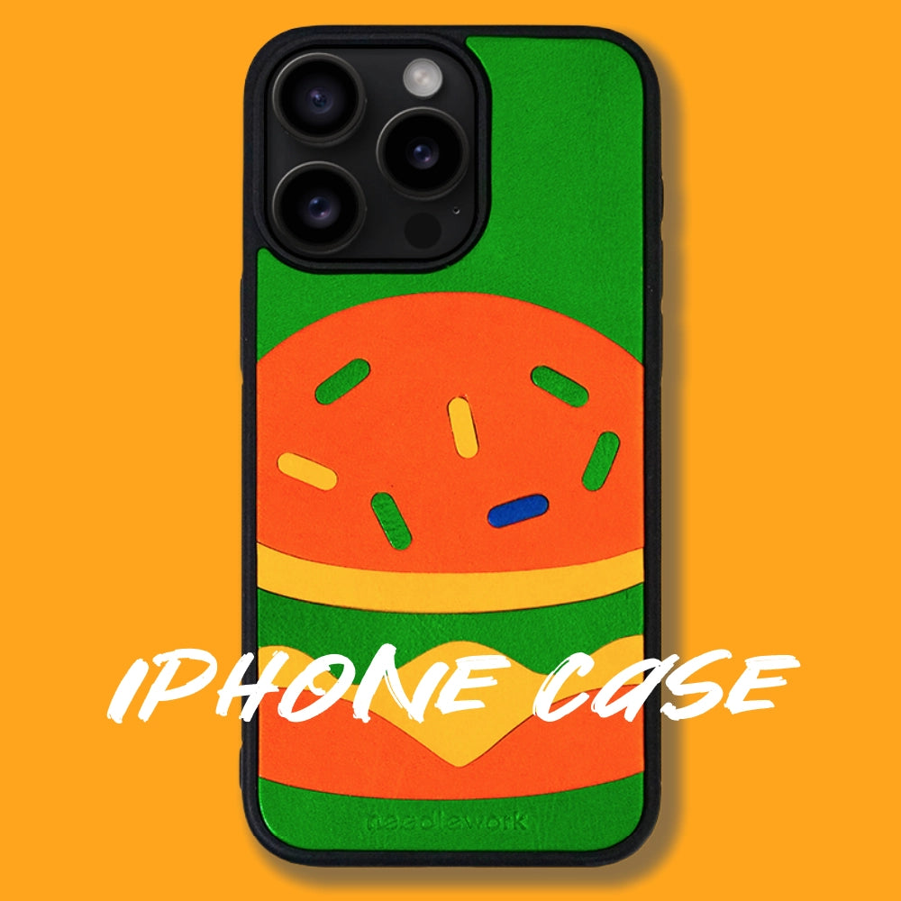 iPhone 16 Pro Case | Hand Made Leather | Hamburger Design