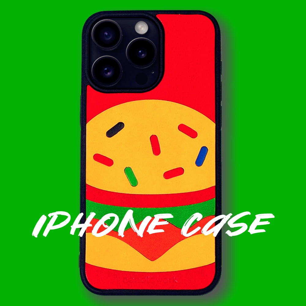iPhone 16 Pro Case | Hand Made Leather | Hamburger Design