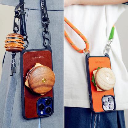 iPhone 14 Plus Case | Leather Hand Grip | Hamburger