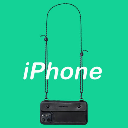 iPhone 14 Plus Case | Leather Strap Crossbody Wallet