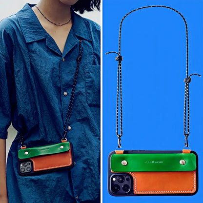 iPhone 14 Plus Case | Leather Strap Crossbody Wallet