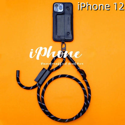 iPhone 12 Leather Case | with Strap Card and Wallet