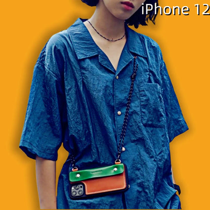 iPhone 12 Leather Case | with Strap Crossbody and Wallet