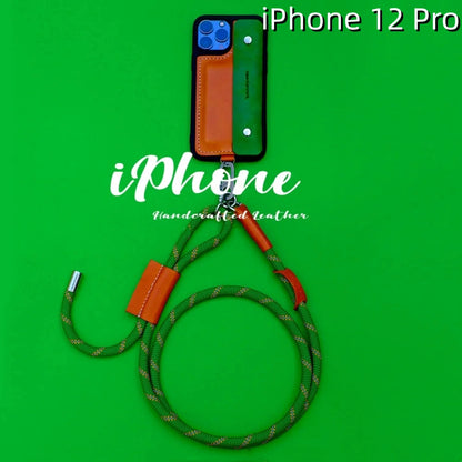 iPhone 12 Pro Leather Case | with Strap Card and Wallet
