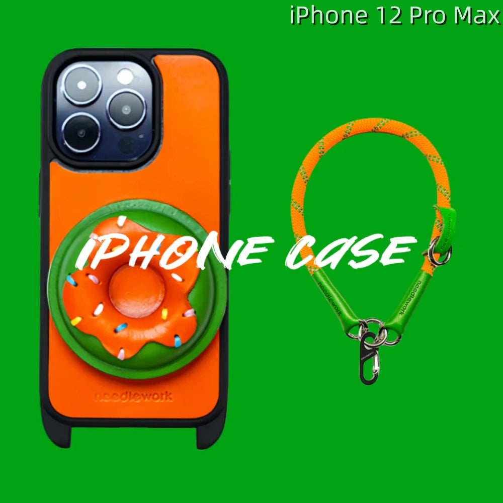 iPhone 12 Pro Max Leather Case | with Handle Strap and Donut Design