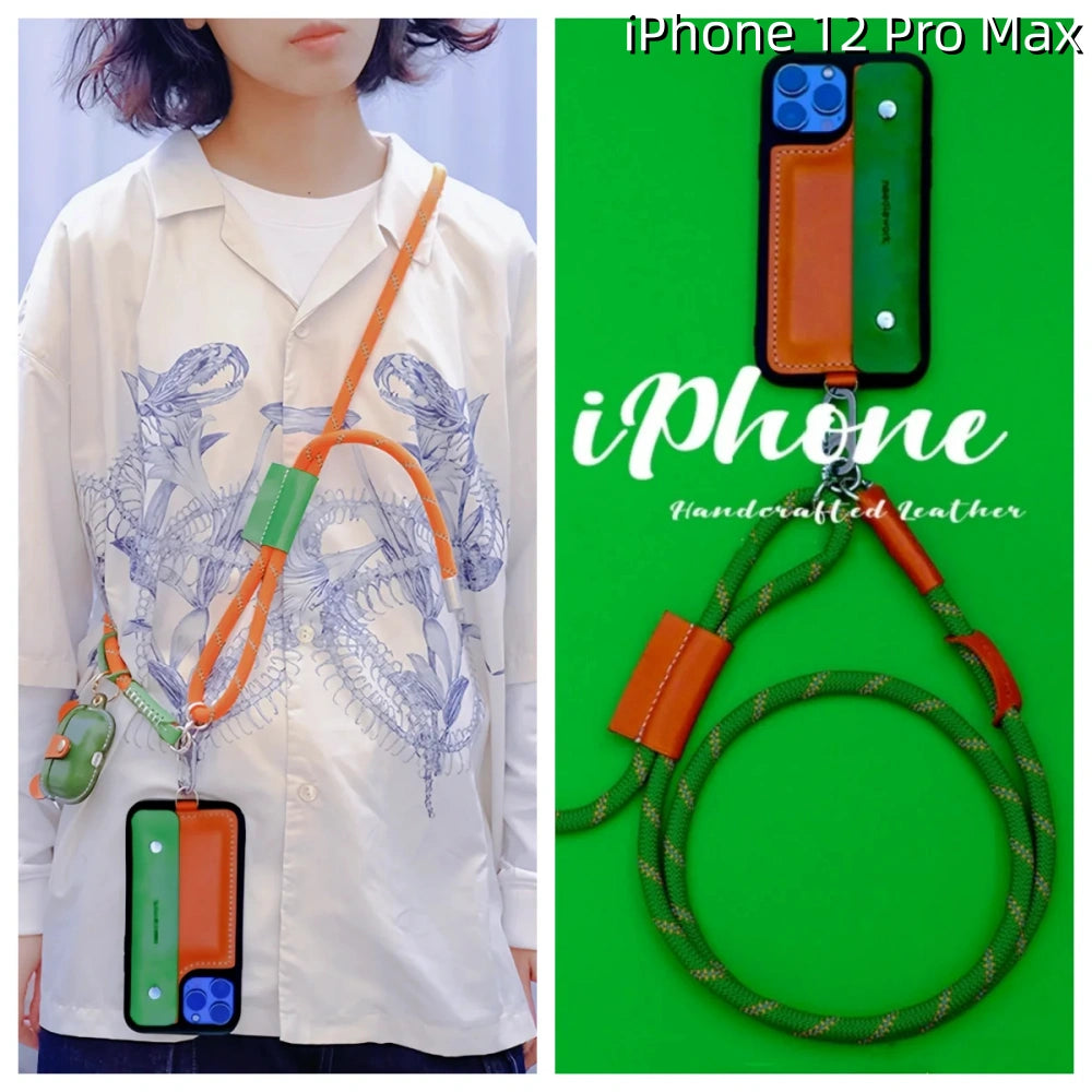 iPhone 12 Pro Max Leather Case | with Strap Card and Wallet