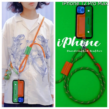 iPhone 12 Pro Max Leather Case | with Strap Card and Wallet