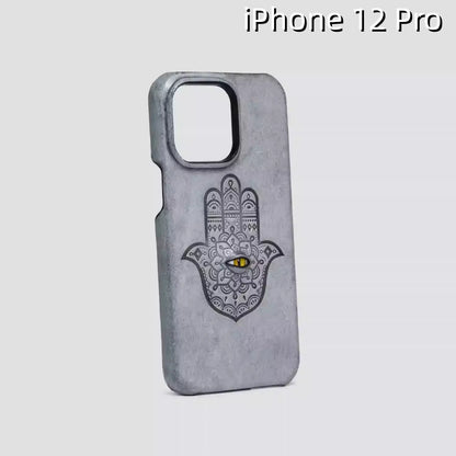 iPhone 12 Pro Leather Case | with 3D Eye and Hand Pattern