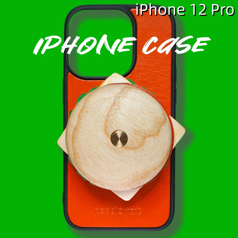 iPhone 12 Pro Leather Case | with Removable Handle | Hamburger style