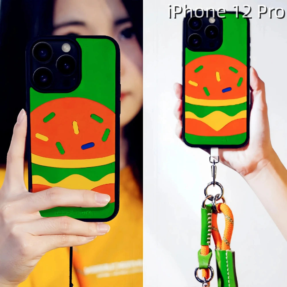 iPhone 12 Pro Leather Case | with Hand Made Hamburger Design