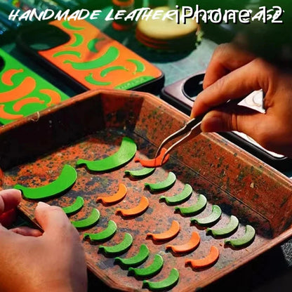 iPhone 12 Leather Case | with Hand Made | Banana Design