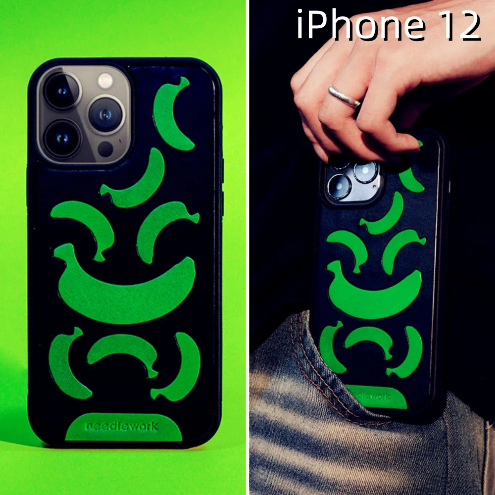 iPhone 12 Leather Case | with Hand Made | Banana Design