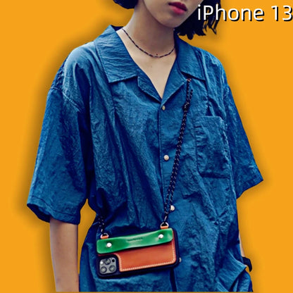 iPhone 13 Leather Case | with Strap Crossbody and Wallet