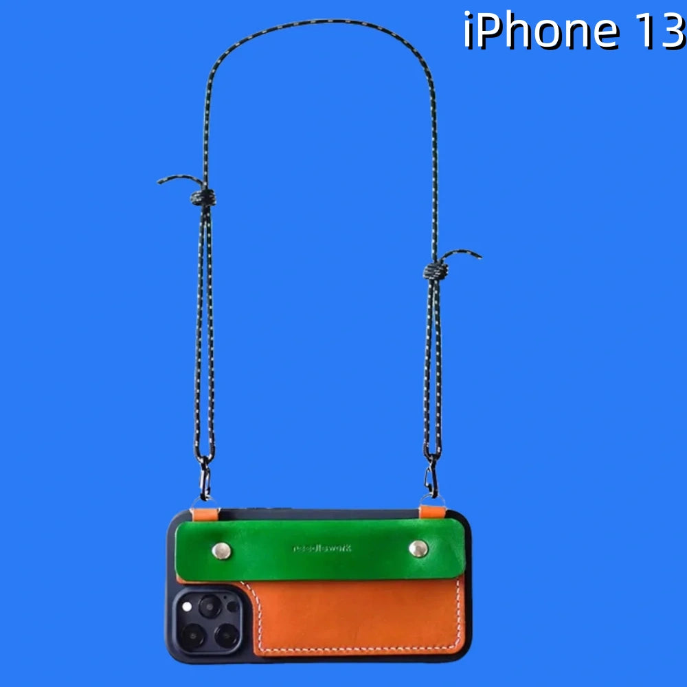 iPhone 13 Leather Case | with Strap Crossbody and Wallet