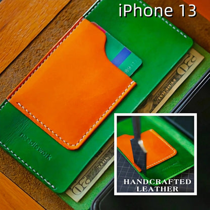 iPhone 13 Leather Case | with Strap and Flip Wallet