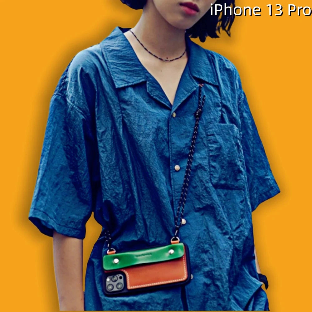 iPhone 13 Pro Leather Case | with Strap Crossbody and Wallet