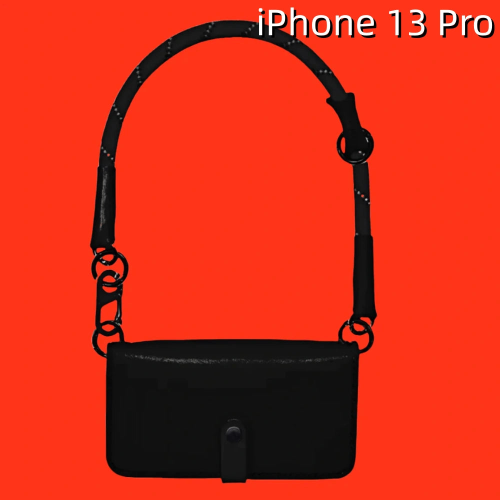 iPhone 13 Pro Leather Case | with Strap and Flip and Wallet