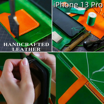 iPhone 13 Pro Leather Case | with Strap and Flip and Wallet
