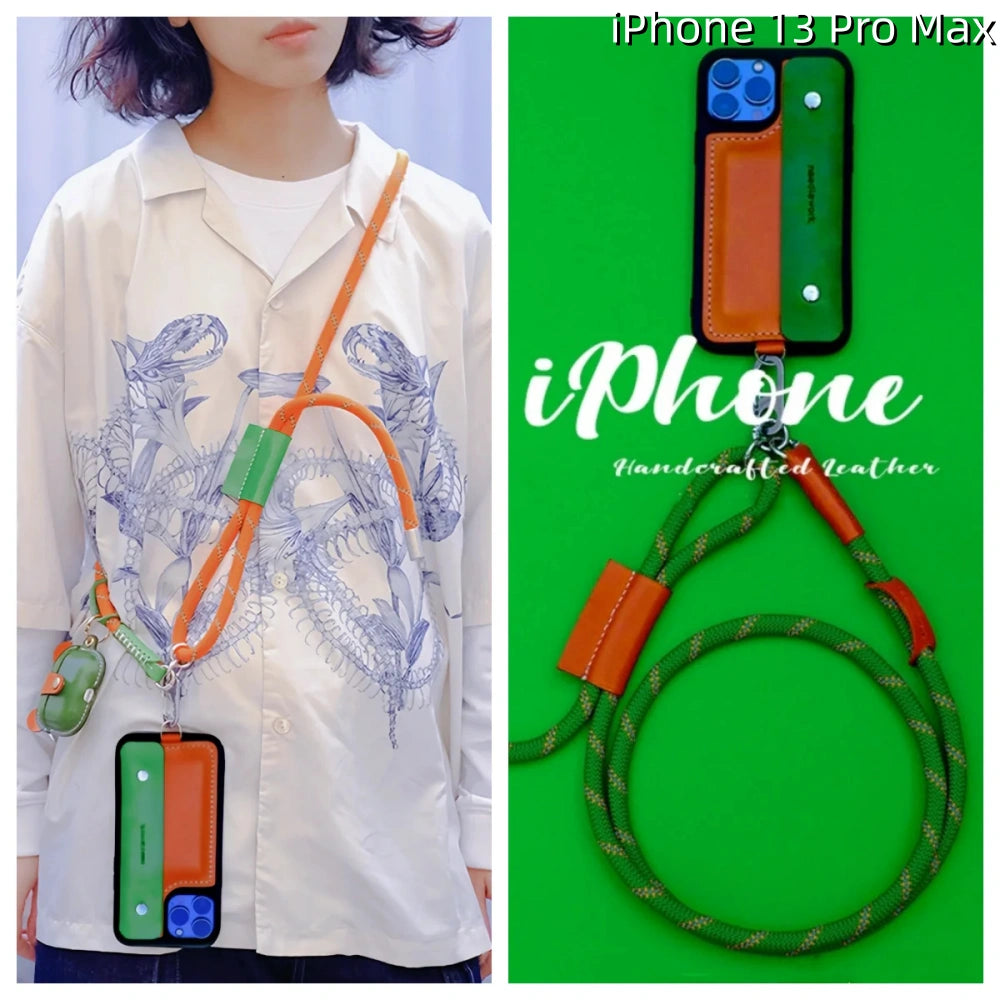 iPhone 13 Pro Max Leather Case | with Strap Card and Wallet