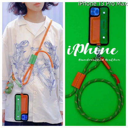 iPhone 13 Pro Max Leather Case | with Strap Card and Wallet