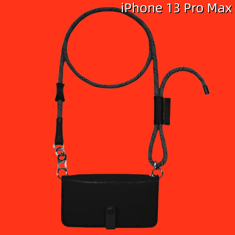 iPhone 13 Pro Max Leather Case | with Strap and Flip Wallet
