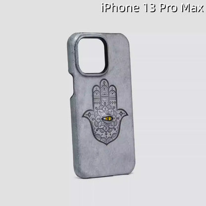 iPhone 13 Pro Max Leather Case | with 3D Eye and Hand Pattern