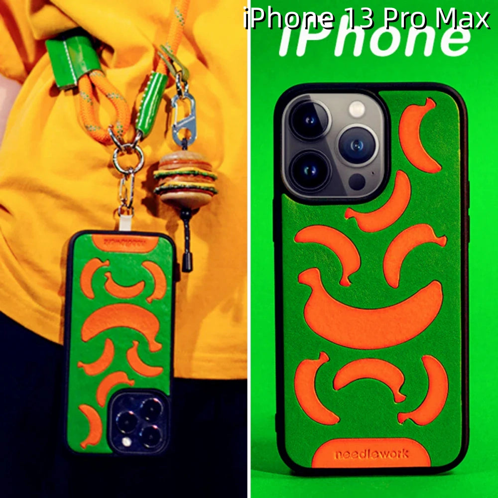 iPhone 13 Pro Max Leather Case | with Hand Made Banana Design