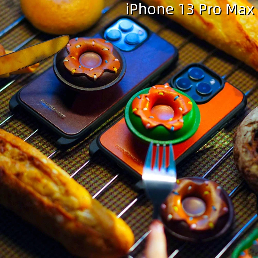 iPhone 13 Pro Max Leather Case | with Strap Crossbody and Donut Design