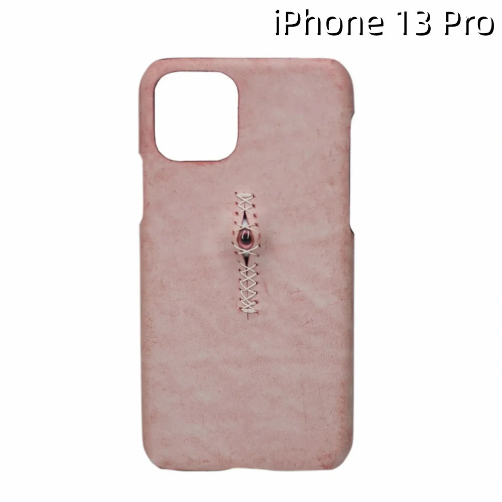 iPhone 13 Pro Leather Case | with 3D Eye Sutures Design